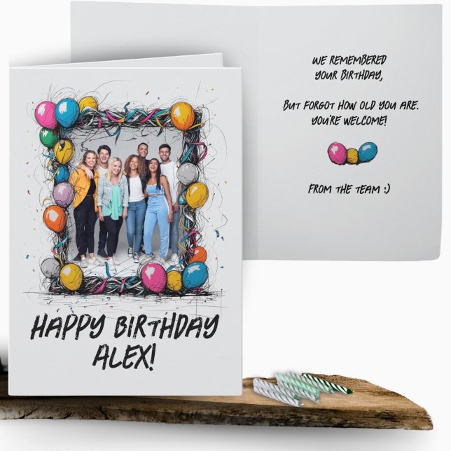 Tarjeta Funny Gray Personalizado Photo Birday Card Group (Subido por el creador)