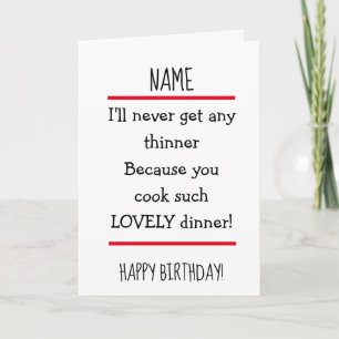 Tarjeta Funny Great Cook Wife Verse Happy Birday Card
