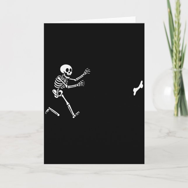 Tarjeta Funny Great Dane Running Skeleton Halloween  (Anverso)