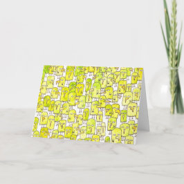 Tarjeta Funny Green Cartoon Birds Happy Birthday 