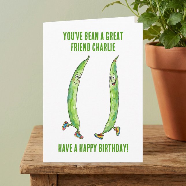 Tarjeta Funny Green Runner Bean Best Friend Birthday (You've Bean a Great Friend - Personalized Happy Birthday Card)