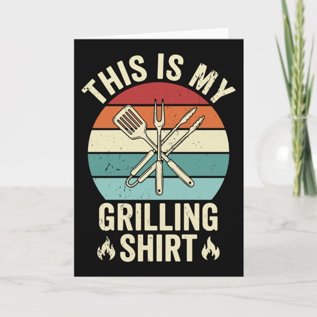 Tarjeta Funny Grilling Quote Retro Sunset BBQ Cookout (Anverso)