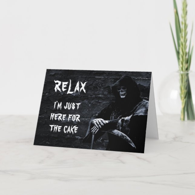 Tarjeta Funny Grim Reaper Cumpleaños (Anverso)
