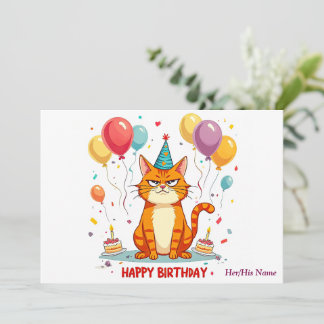 Tarjeta Funny Grumpy Cat Birthday Card – Balloon Overload
