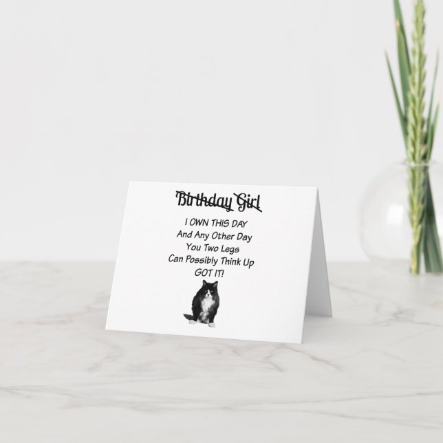 Tarjeta Funny Grumpy Cat Birthday Chica Card (Anverso)