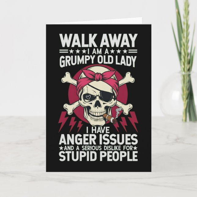 Tarjeta Funny Grumpy Old Lady cardWalk Away I Am A Grumpy  (Anverso)
