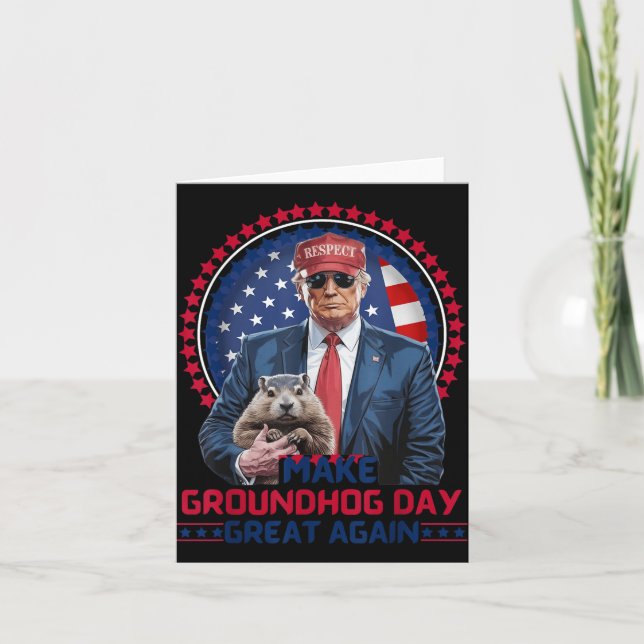 Tarjeta Funny Guay Trump Groundhog hace genial el Día de l (Anverso)