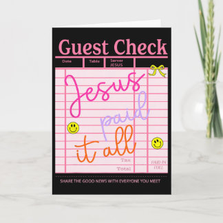 Tarjeta Funny Guest Check Jesus.paid It All Christian East