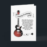 Tarjeta Funny Guitar Rockstar Guitariano Rocker Birthday C<br><div class="desc">Esta divertida y sarcástica tarjeta de cumpleaños cuenta con una guitarra fresca y un mensaje íntimo para tu ROCKSTAR favorito - hilarante y oh tan cierto! Perfecto para músicos y amantes de la música. En blanco para tu propio mensaje personal. ¡Asegúrate de visitar mi tienda para más ideas de arte...</div>
