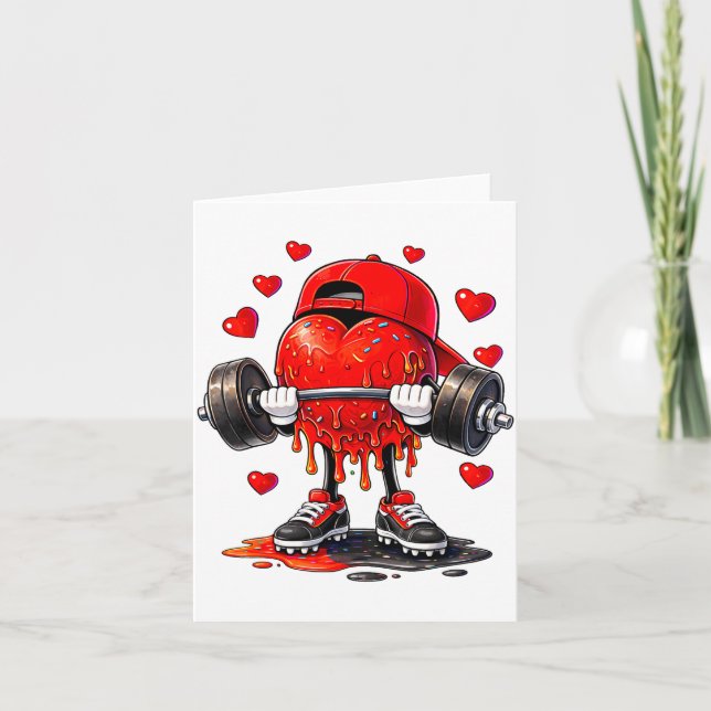 Tarjeta Funny Gym Heart Weightlifting Fitness Workout Drip (Anverso)