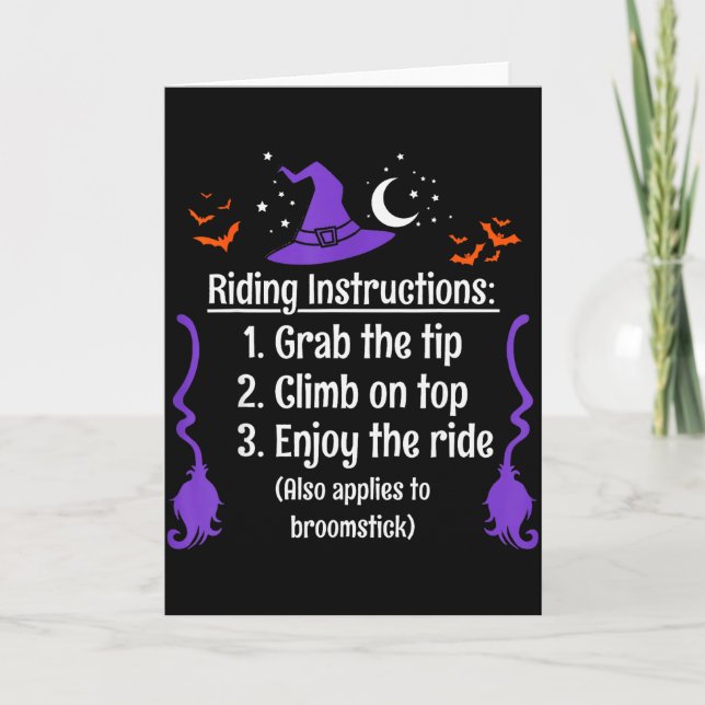 Tarjeta Funny Halloween Adult Sarcasm Humor Witch Riding I (Anverso)
