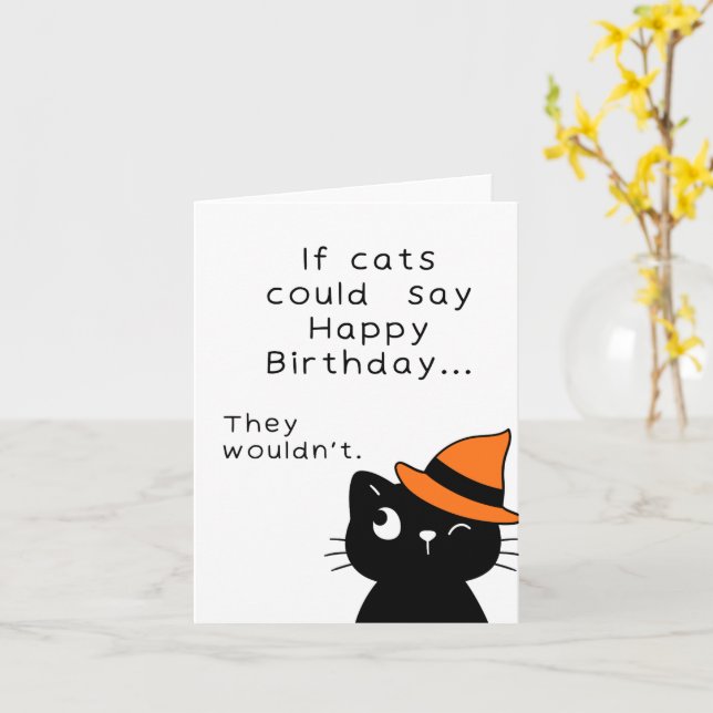 Tarjeta Funny Halloween Black Cat Birday Card (flor amarilla)