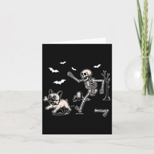 Tarjeta Funny Halloween Bulldog francés Skeleton Soky Men 
