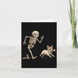 Tarjeta Funny Halloween Bulldog francés Skeleton Soky Seas