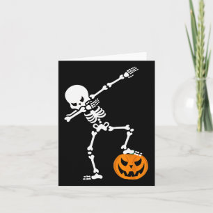 Tarjeta Funny Halloween Calabaza Dabbing Skeleton para hom