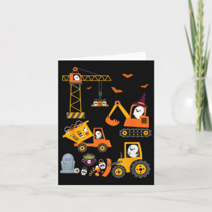 Tarjeta Funny Halloween Construcción Camiones Calabaza Tod