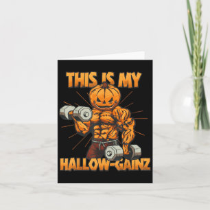 Tarjeta Funny Halloween Gym Hallow-gainz Pumpkin entrenami