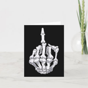 Tarjeta Funny Halloween Middle Finger Skeleton Hand Skull