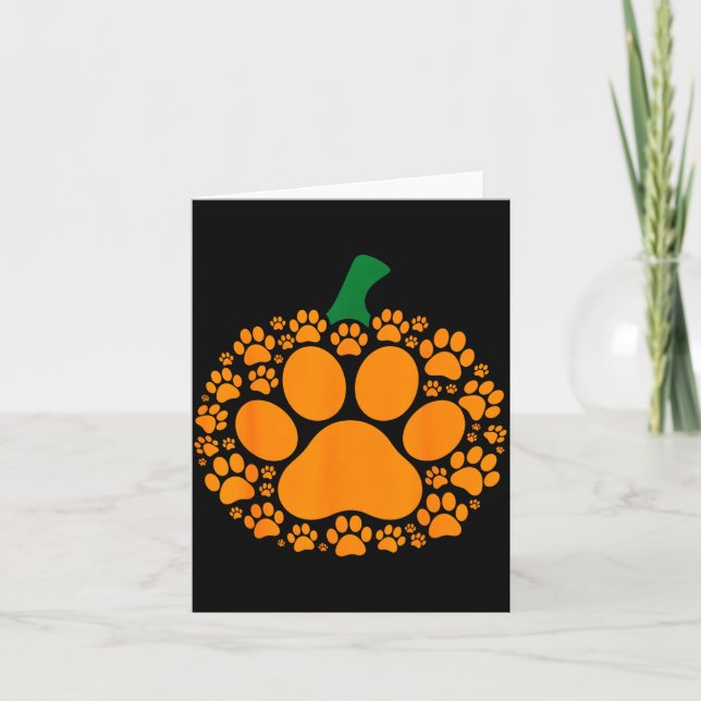 Tarjeta Funny Halloween Pumpkin Paw Print Dog Lover Cat  (Anverso)