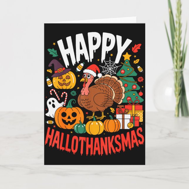 Tarjeta Funny Halloween Thanksgiving Christmas Happy Hallo (Anverso)