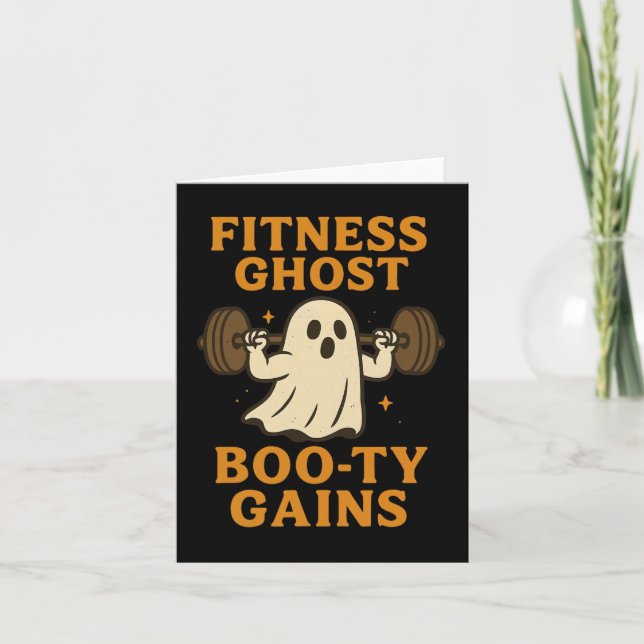 Tarjeta Funny Halloween Workout Ghost Gym Chiste Para Boot (Anverso)