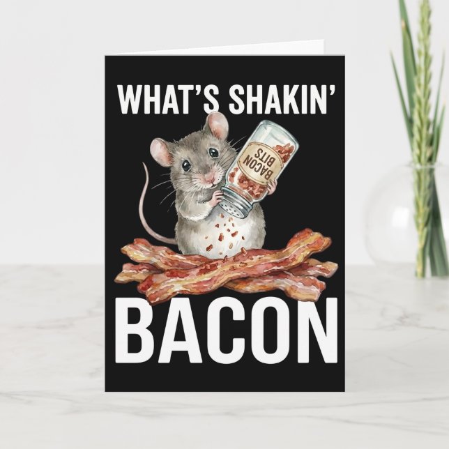 Tarjeta Funny Hamster What's Shakin' Bacon Breakfast (Anverso)