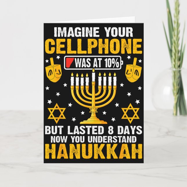 Tarjeta Funny Hanukkah Imagine Your Cellphone Chanukah Jew (Anverso)