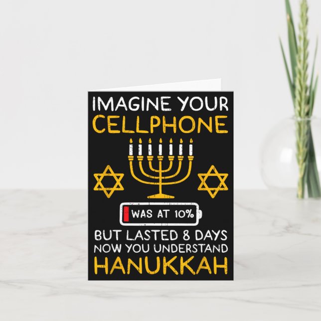 Tarjeta Funny Hanukkah Imagine Your Cellphone Chanukah Jew (Anverso)