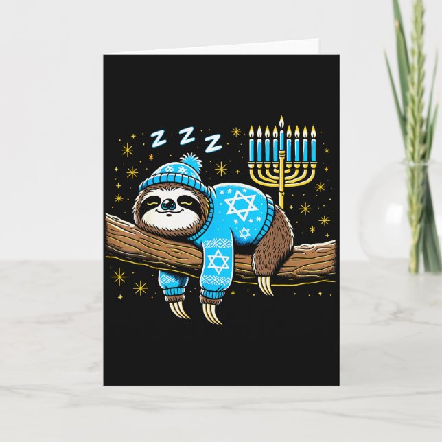 Tarjeta Funny Hanukkah Sloth Jewish Chanukah Sleeng Hanukk (Anverso)
