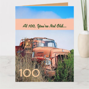 Tarjeta FUNNY Happy 100th Birthday Vintage Naranja Truck A