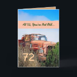 Tarjeta FUNNY Happy 72nd Birthday - Camión Naranja Vintage<br><div class="desc">Esta tarjeta con su camión vintage en un campo es una manera divertida de desear a un tipo muy especial un feliz cumpleaños. Todo el texto es personalizable. ¡Una carta divertida y única! Para ver más de mis tarjetas de cumpleaños, escriba el año que desee y, a continuación, escriba o...</div>