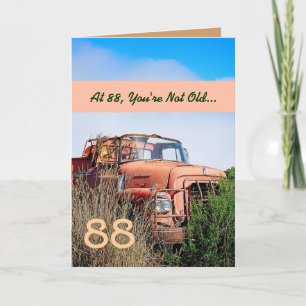 Tarjeta FUNNY Happy 88th Birthday Vintage Naranja Truck 88