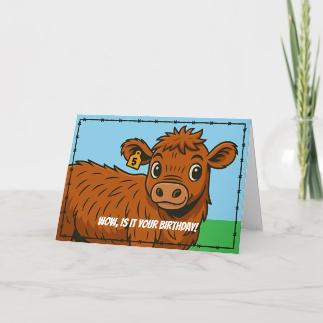 Tarjeta Funny Happy Birthday Cartoon Country Ranch Farm  (Anverso)