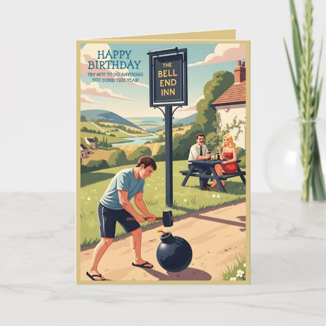 Tarjeta Funny Happy Birthday Drinking Theme (Anverso)