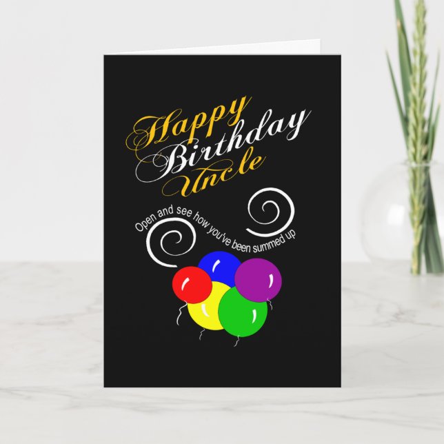Tarjeta funny happy birthday uncle (Anverso)