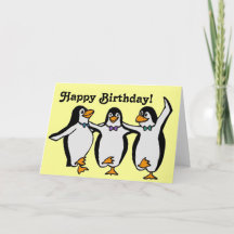 Funny Happy Dancing Penguins Cumpleaños