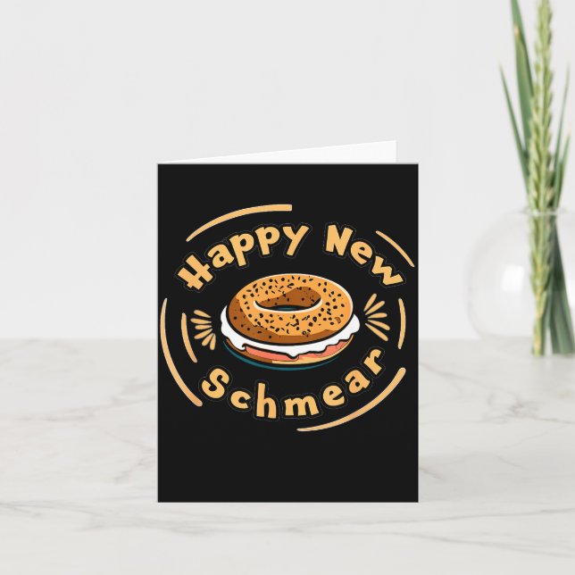 Tarjeta Funny Happy New Year Bagel &amp; Schmear Jewish Br (Anverso)