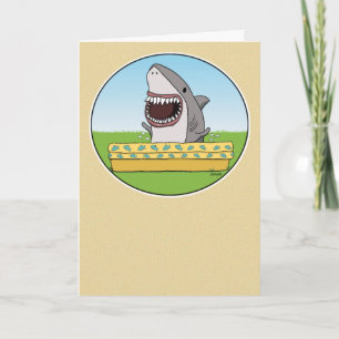 Tarjeta Funny Happy Shark Peeing in Pool Cumpleaños