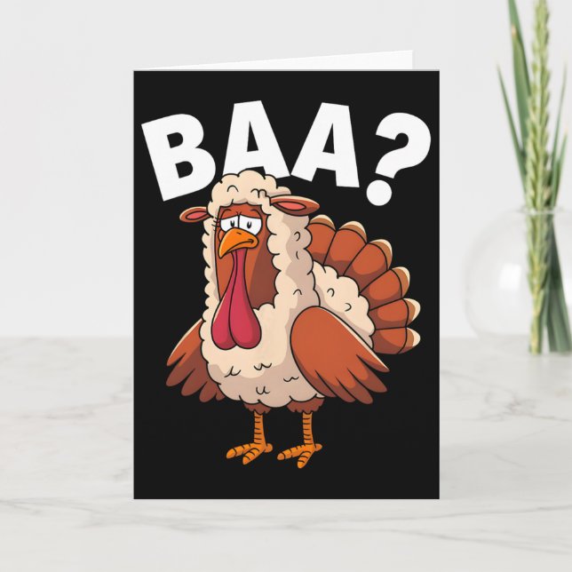 Tarjeta Funny Happy Thanksgiving Turkey A Lamb Costume  (Anverso)