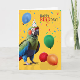 Tarjeta Funny Harlequin Macaw Parrot Birthday