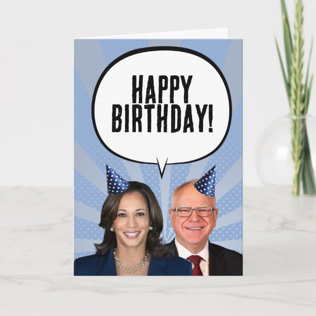 Tarjeta Funny Harris Walz Birthday Card (Anverso)