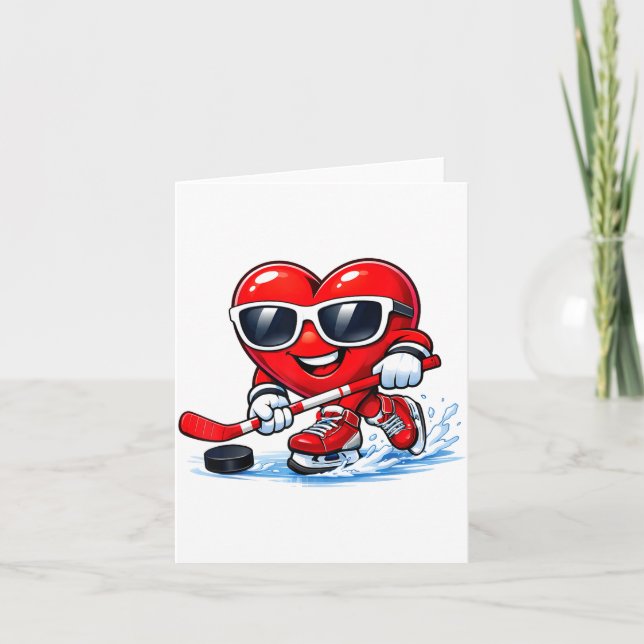 Tarjeta Funny Heart Playing Hockey Apparel  (Anverso)