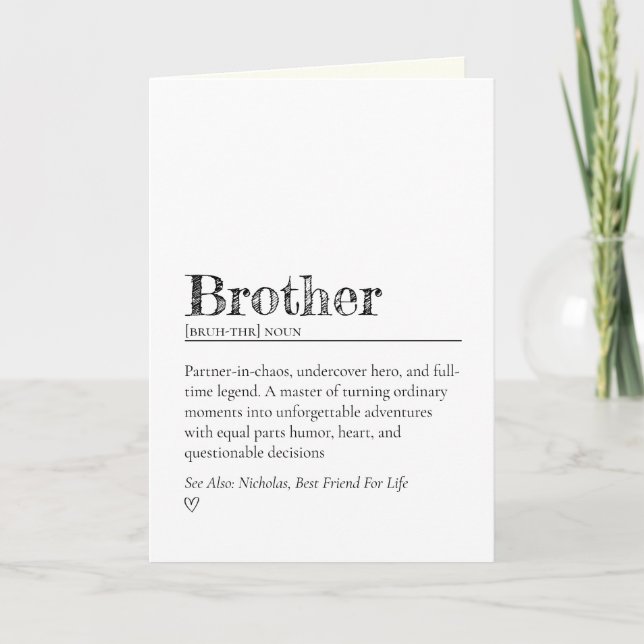 Tarjeta Funny Heartfelt Brother Definition Encouragement (Anverso)