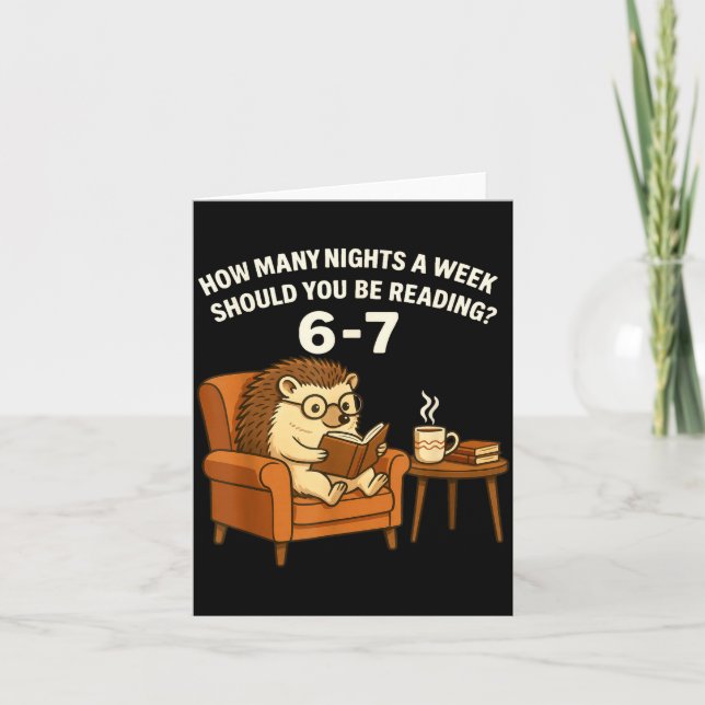 Tarjeta Funny Hedgehog Reading Book 67 Six Seven Meme  (Anverso)