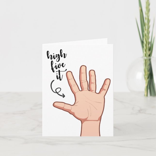 Tarjeta Funny High Five ilustró la felicitación manual (Anverso)