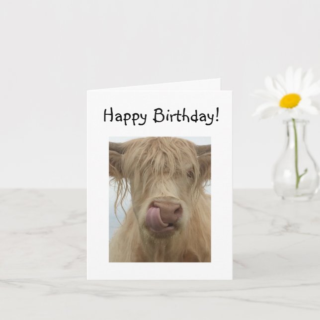 Tarjeta Funny Highland Cow Birthday (Planta pequeña)