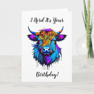 Tarjeta Funny Highland Cow Pun Cumpleaños