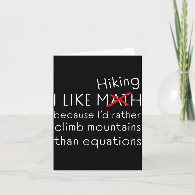 Tarjeta Funny Hiking Over Math Humor Mountains Vs Equation (Anverso)