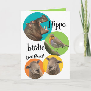Tarjeta Funny Hippo Birdie Two Ewe Birday
