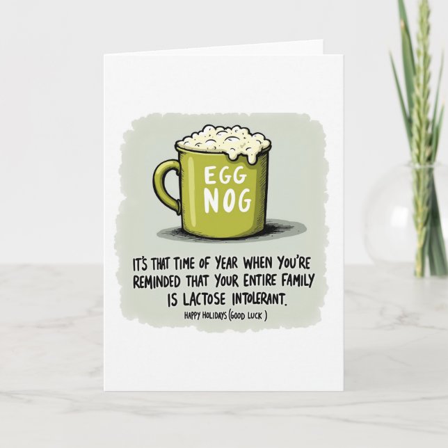 Tarjeta Funny holiday card eggnog lactose intolerant (Anverso)